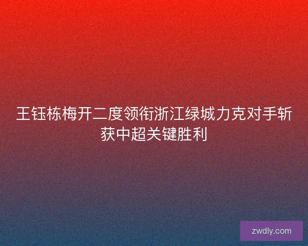 王钰栋梅开二度领衔浙江绿城力克对手斩获中超关键胜利